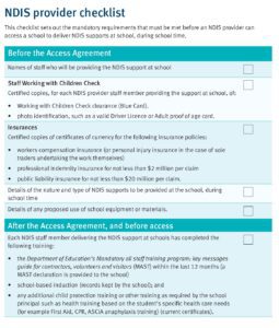 NDIS Provider Checklist for State Schools