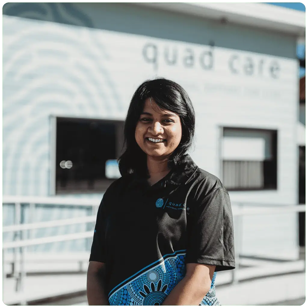 Caroline, Speech Pathologist at Quad Care, supporting participants with communication, language, and social interaction goals.