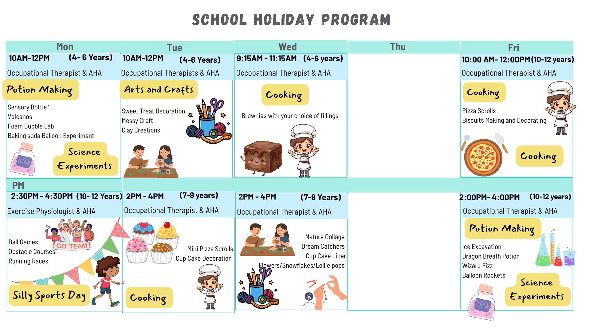 School Holiday Programe Schedule
